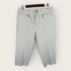 Ralph Lauren Jeans Womens size 14 White Cropped Denim Jeans Preppy Quiet Money